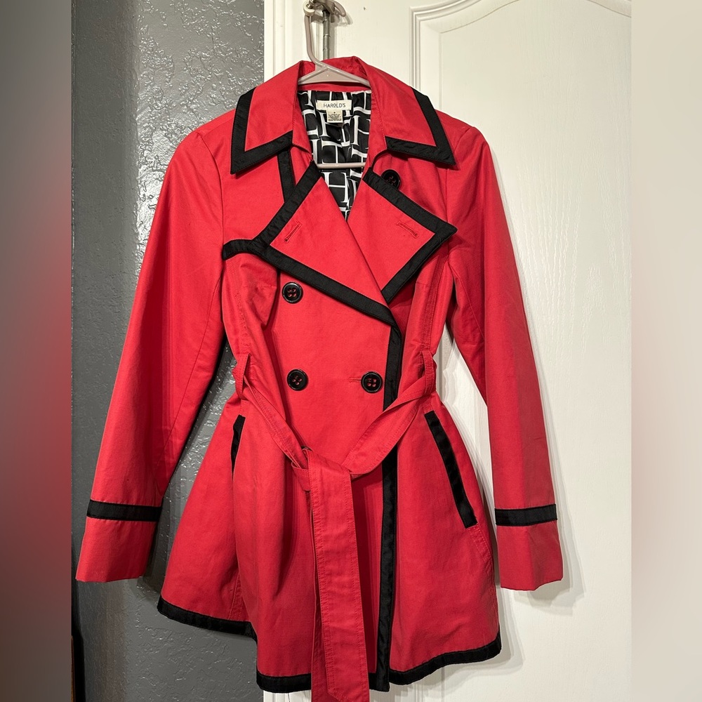 Harold’s size small trench coat